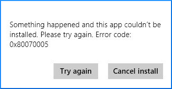 Error Code 0x80070005