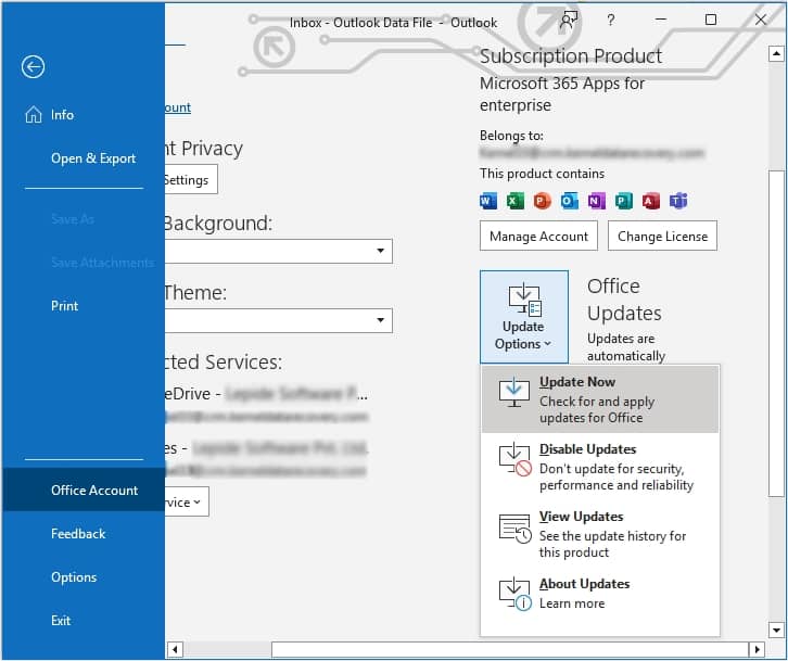 click on Update Options