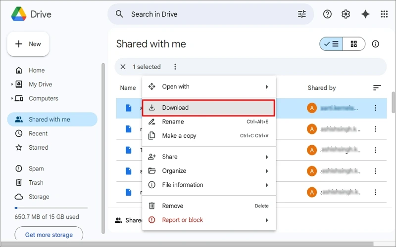 download shared folder