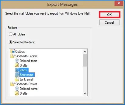 Select all folders or selected folders and click ok