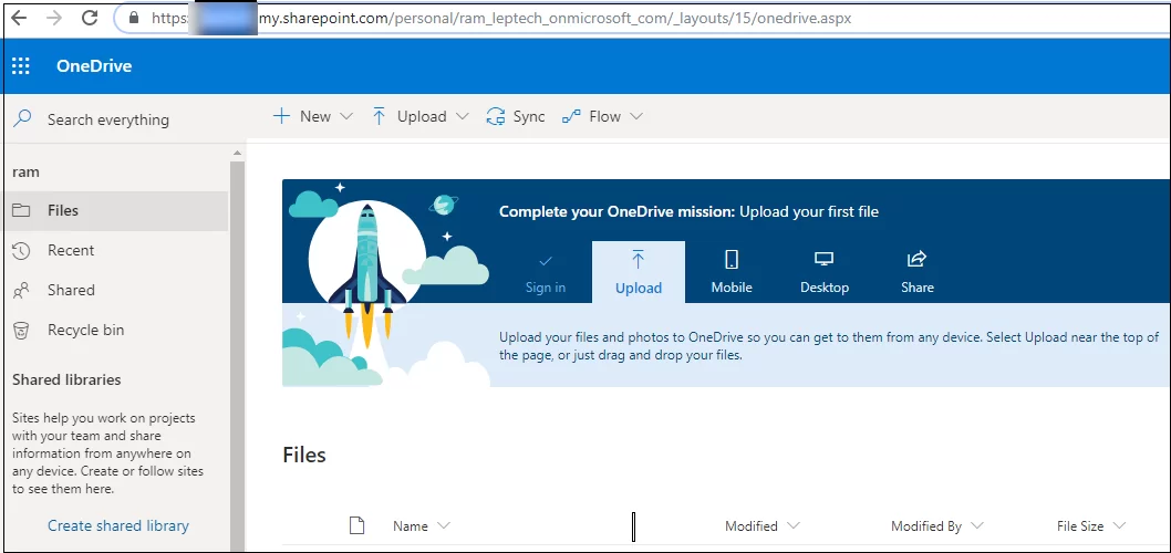 OneDrive application will open