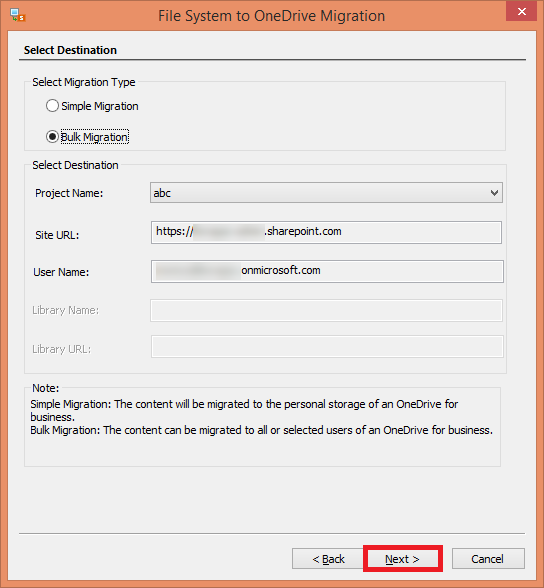 select the migration type
