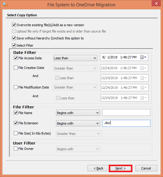  types of filters for selective migration