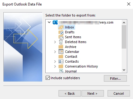 Select include subfolders then click next