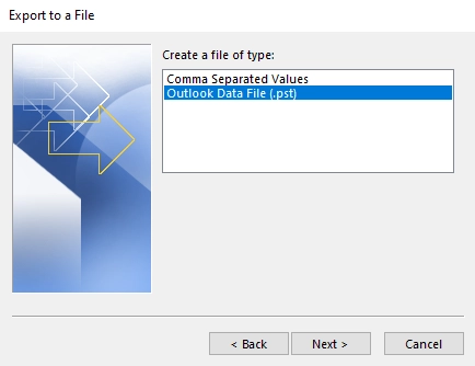 Select pst file and click on next