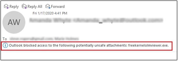 Outlook blocked access to the following potentially unsafe attachments