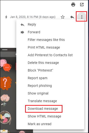 Select download message option
