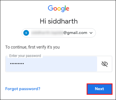 enter your Gmail credentials and hit Next