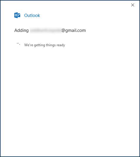 Outlook will now attempt to add the Gmail account