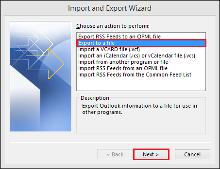 Select Export to a File