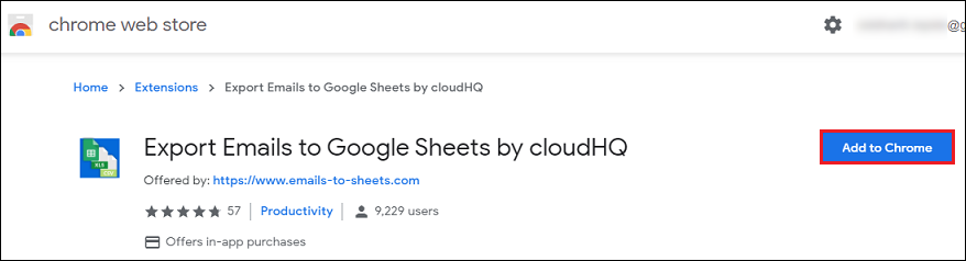 Search extension with the name Export Emails to Google Sheets by cloudHQ