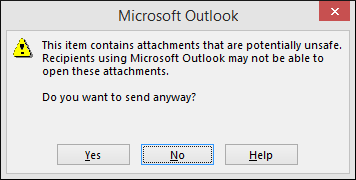 Warning message in Outlook