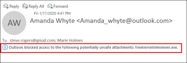 Blocked Attachments in Outlook error message