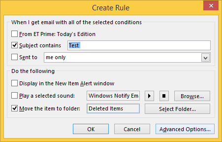 Message Rules in Outlook