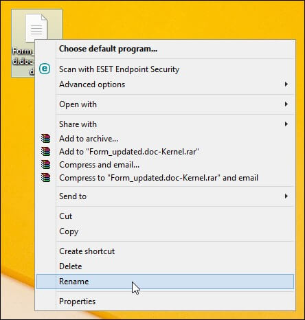 choose rename the file