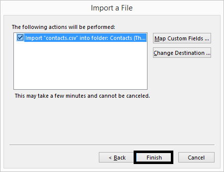 Select the added file and click finish