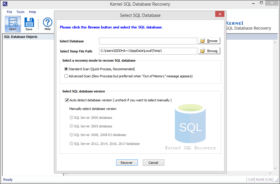 Kernel for SQL Database Recovery