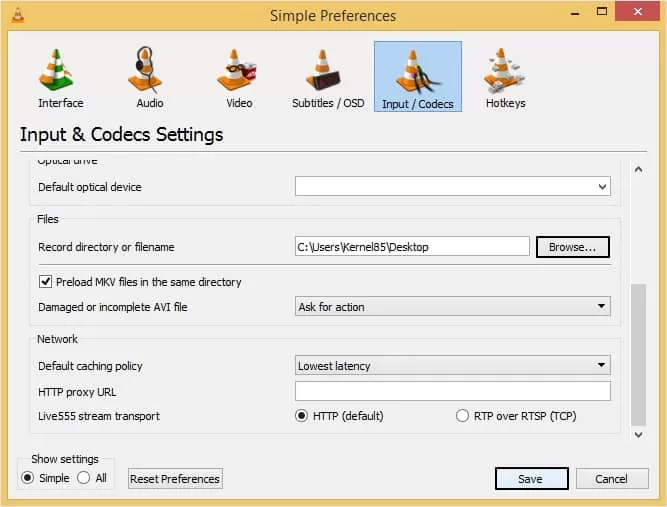 input codec