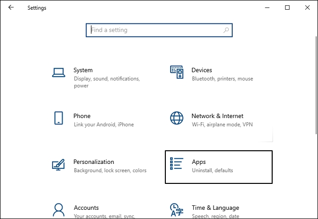 Open Settings and go to Apps.