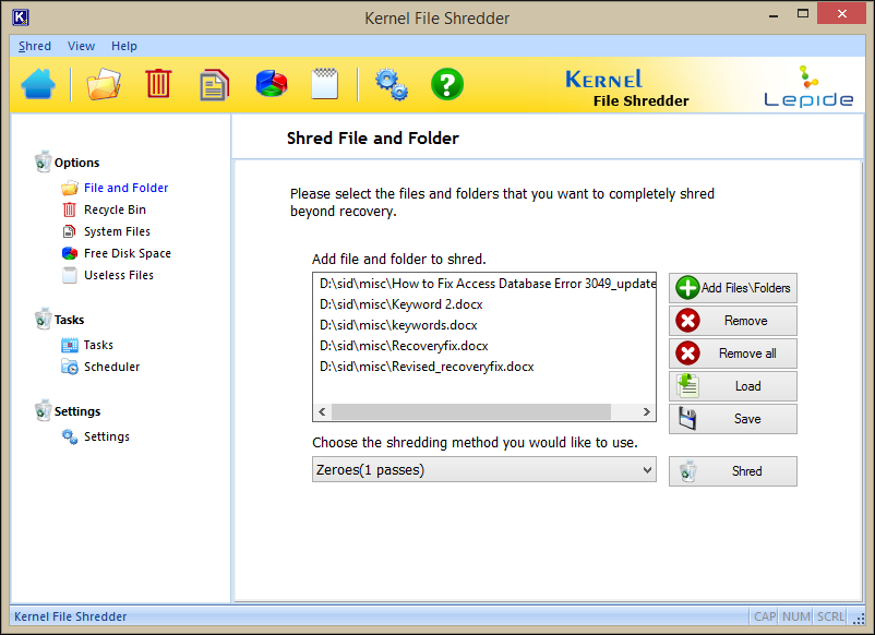 Kernel File Shredder tool