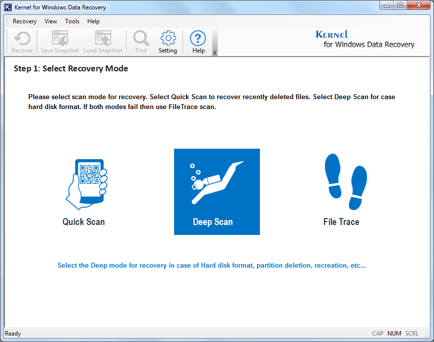 Kernel for Windows Data Recovery - Home Screen