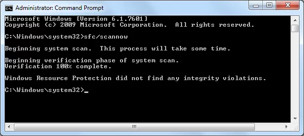 Windows Resource Protection did not find any integrity violations