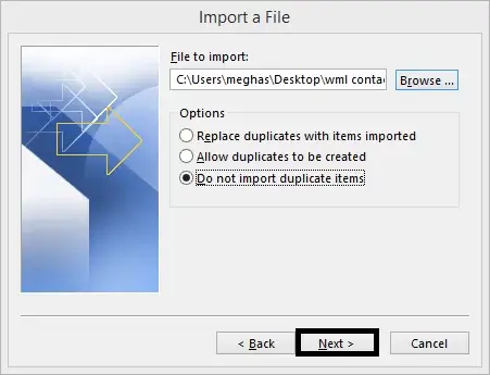 Add csv file  and select required option and click next