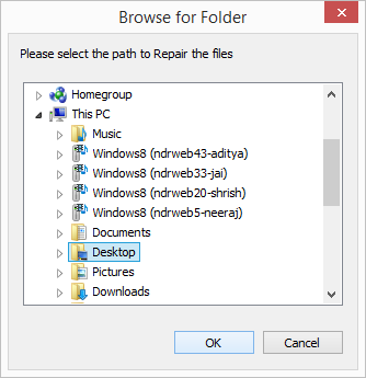 Select destination to save the recovered files 