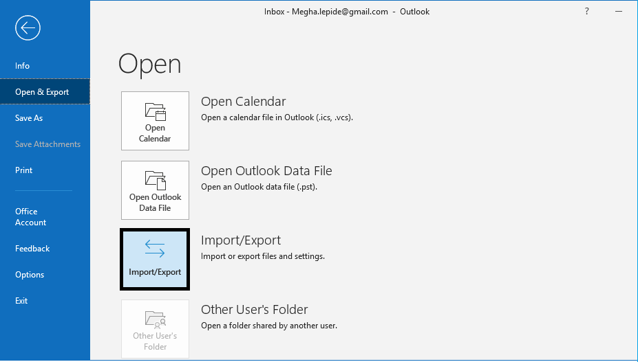 starta MS Outlook 2016