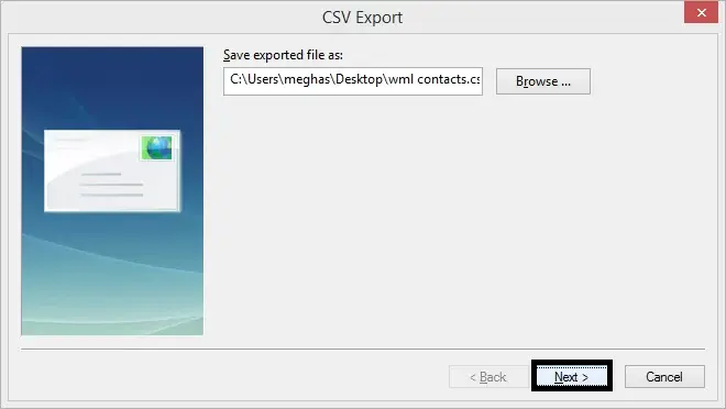 Give a saving path then click next