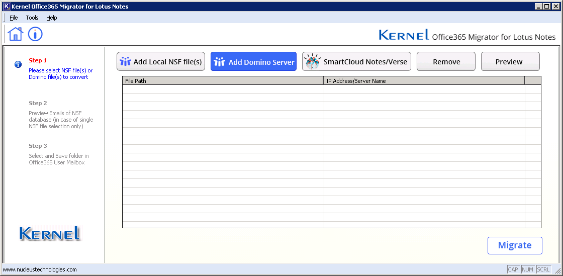 preview of NSF file data before migration