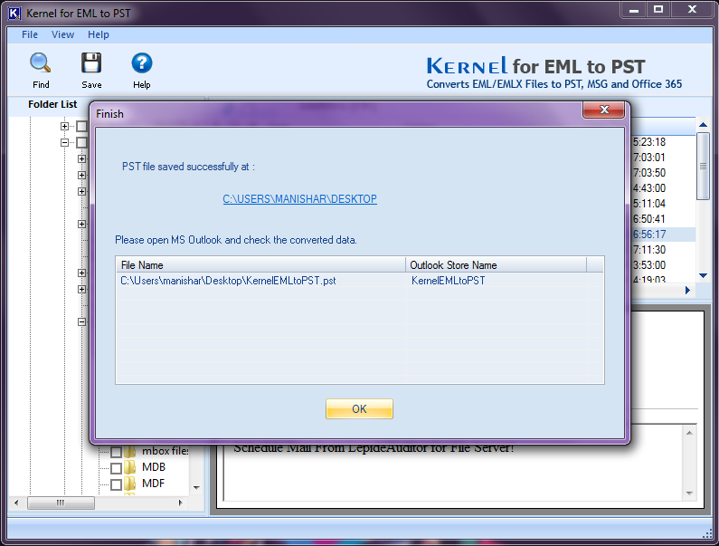  sauvegarde des données Windows Live Mail sur un disque dur externe effectuée 