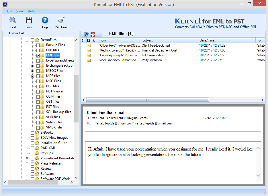 EML to PST converter