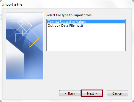 Select the file type