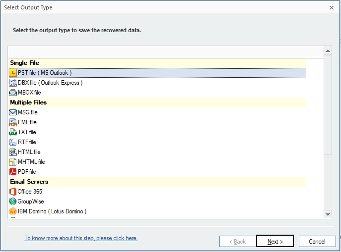 Choose PST file