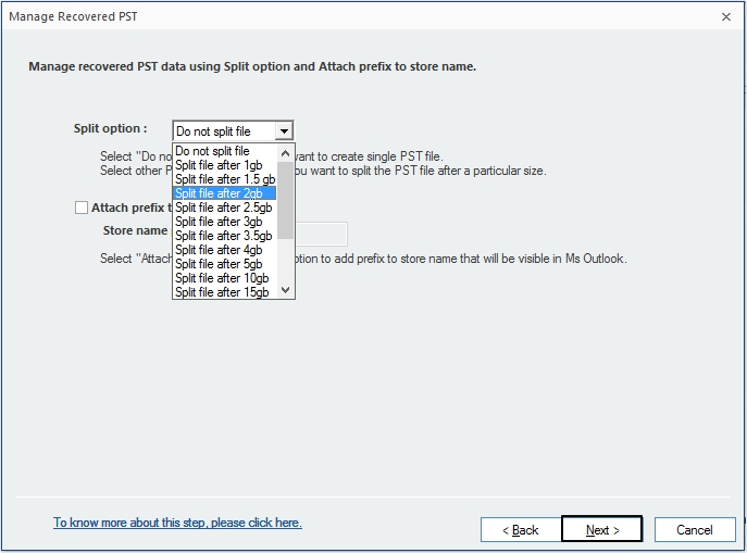 Split the large sized file
