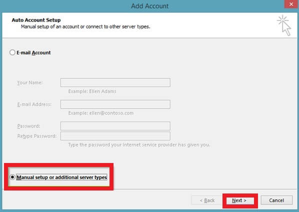 Select Manual setup