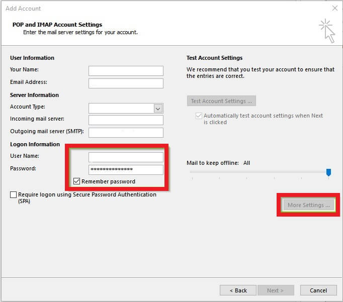 Require logon using Secure Password Authentication