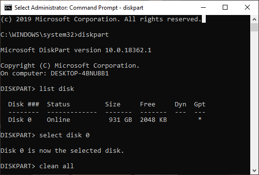 xóa tệp vĩnh viễn qua Command Prompt