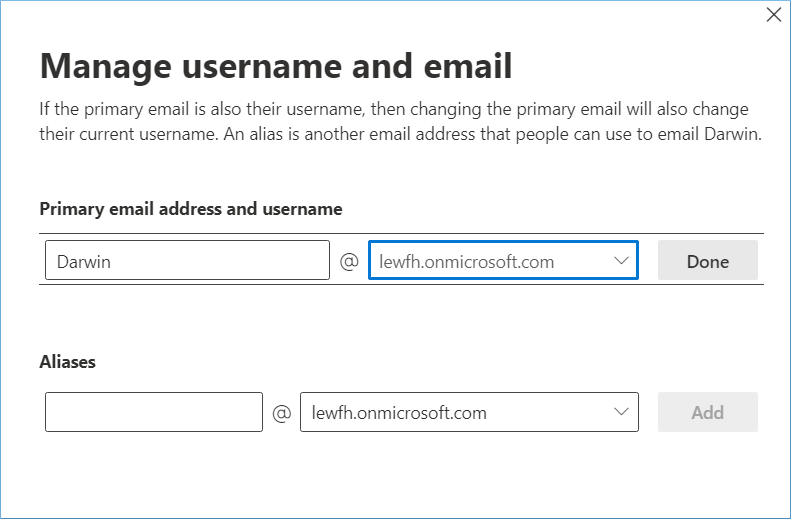 select the new domain address