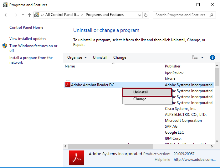 change a program section