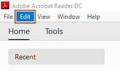 click on the Edit menu in the toolbar.