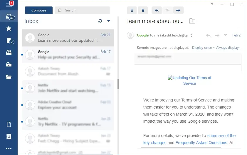 Mailbird allows addition of unlimited accounts