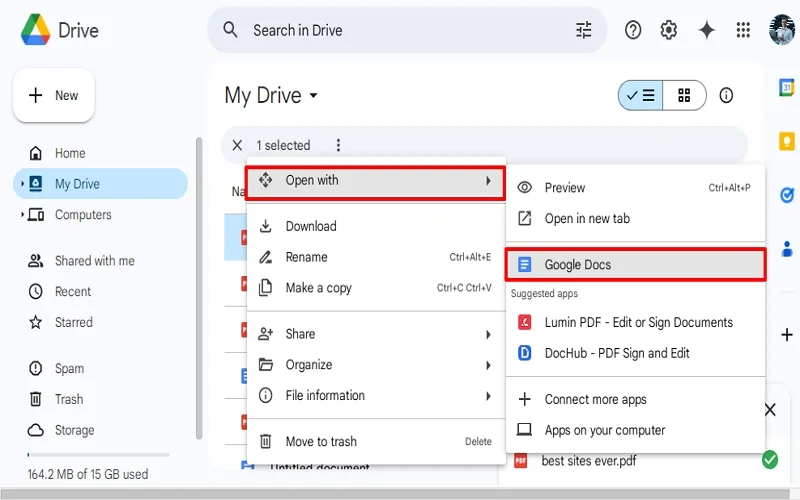 click on the open with option 