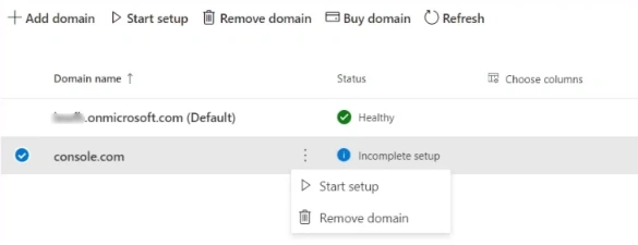 click Remove domain
