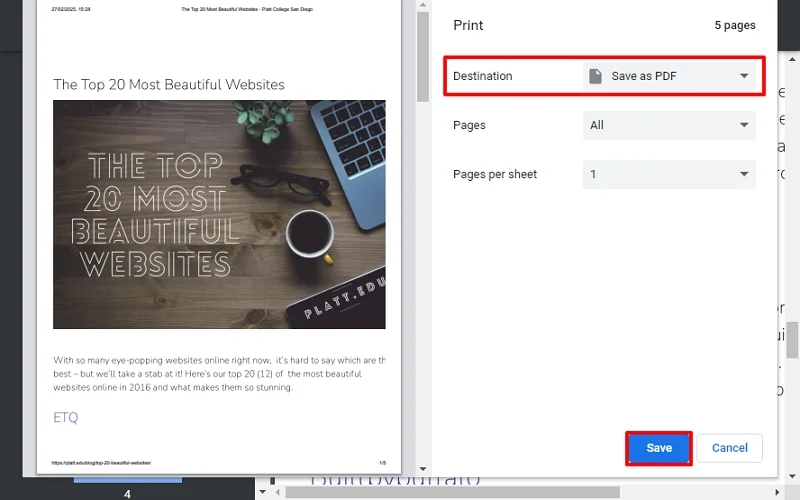 click on save as pdf