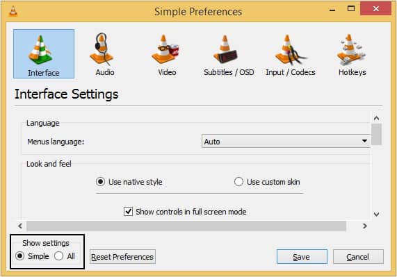 go to the Interface Settings and in the Show settings category