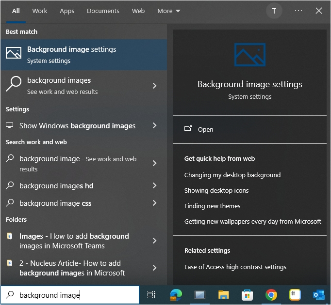 Background image settings