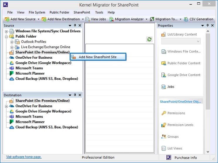 Open the software, go to SharePoint