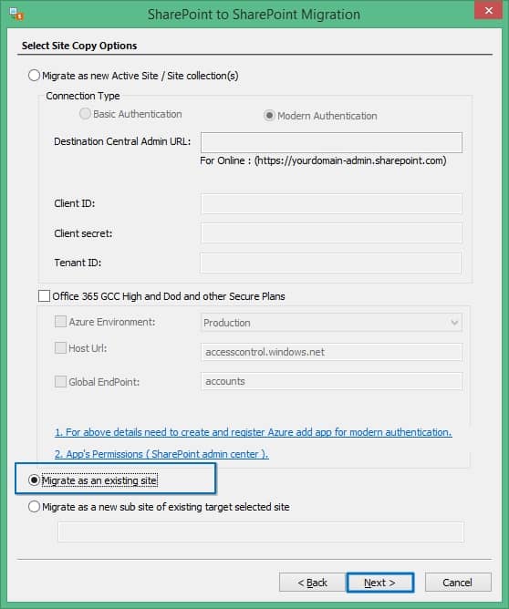 Migrate as a new Active Site
